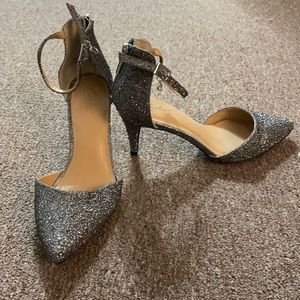 Silver Sparkly Pointed Toe Heels
